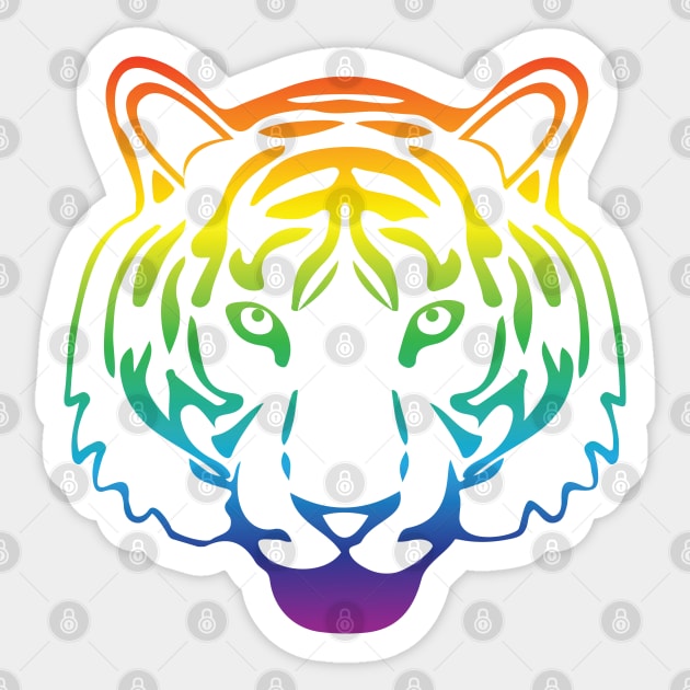 Rainbow tiger head close up Sticker by grafart